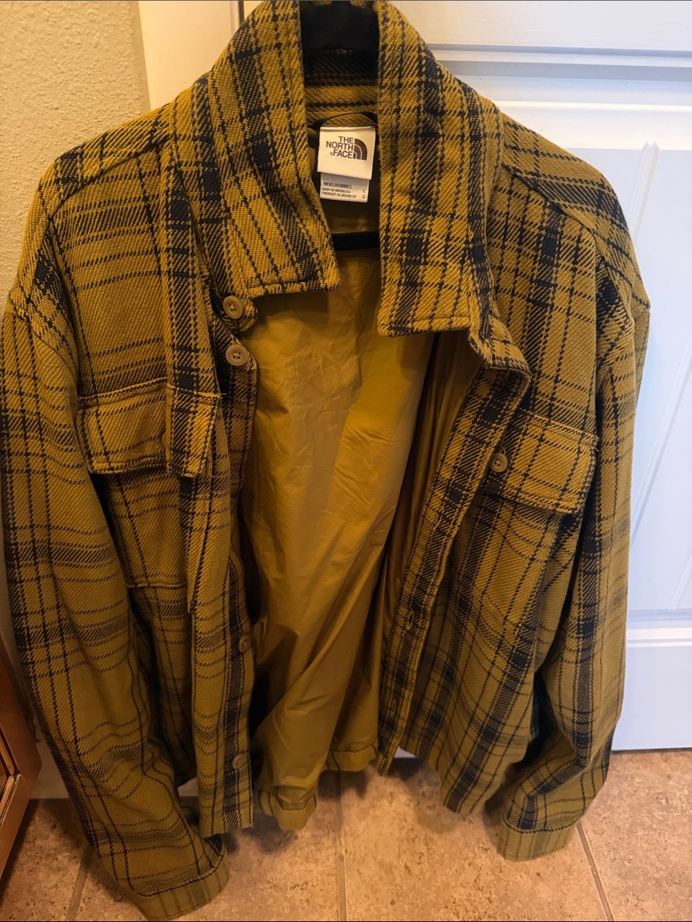 The North Face Mustard Plaid Shacket with Black Check